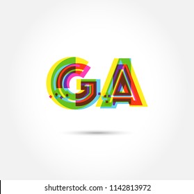Multi colour letters G A Joint logo, icon vector template.