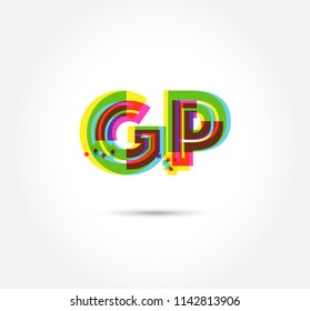 Multi colour letters G P Joint logo, icon vector template.