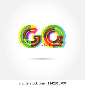 Multi colour letters G Q Joint logo, icon vector template.