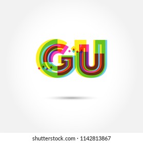 Multi colour letters G U Joint logo, icon vector template.