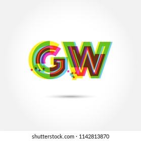 Multi colour letters G W Joint logo, icon vector template.
