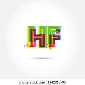 Multi colour letters H F Joint logo, icon vector template.