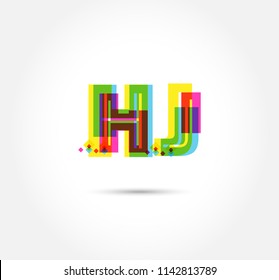 Multi colour letters H J Joint logo, icon vector template.