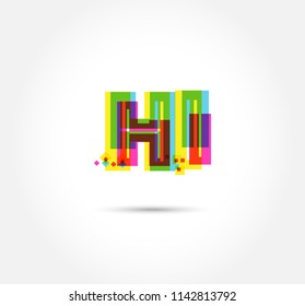 Multi colour letters H I Joint logo, icon vector template.