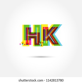 Multi colour letters H K Joint logo, icon vector template.