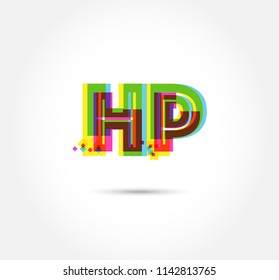Multi colour letters H P Joint logo, icon vector template.