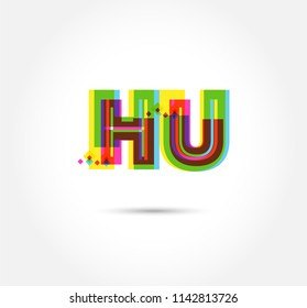 Multi colour letters H U Joint logo, icon vector template.