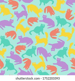 multi coloured cats seamless pattern
