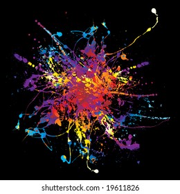 Fundo multicolorido da tala de tinta arco-íris em preto