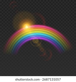 Multi coloured rainbow stripes isolated on dark, light effect Vector format