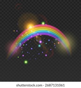 Multi coloured rainbow stripes isolated on dark, light effect Vector format
