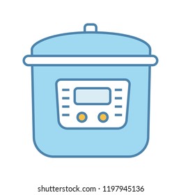 Multi Cooker Color Icon. Slow Cooker. Crock Pot. Pressure Multicooker. Kitchen Appliance. Isolated Vector Illustration