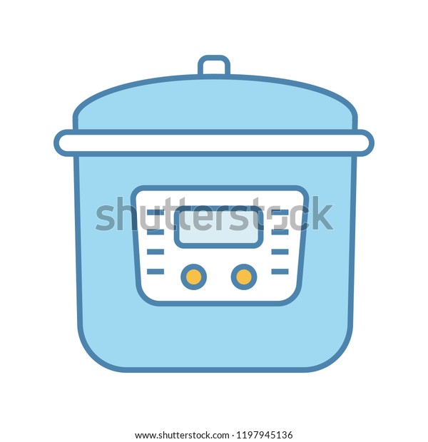 Multi\
cooker color icon. Slow cooker. Crock pot. Pressure multicooker.\
Kitchen appliance. Isolated vector\
illustration