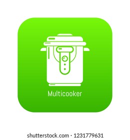 Multi cooker icon green vector isolated on white background