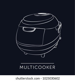Multi cooker, slow cooker, icon, easy to cook food, technique. 