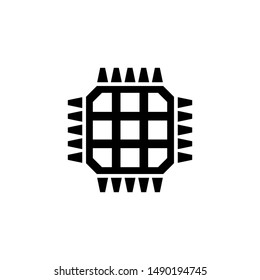 Multi Core Processor, Microchip CPU. Flat Vector Icon Illustration. Simple Black Symbol On White Background. Multi Core Processor, Microchip CPU Sign Design Template For Web And Mobile UI Element