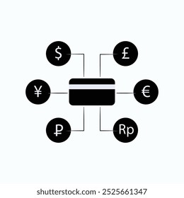 Ícone Multimoeda. Símbolo de Um Cartão para Várias Moedas.