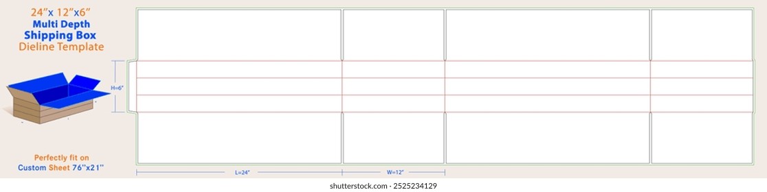 Multi Depth Shipping Boxes Medium 24L x 12W x 6Ht. A box is a container with a dimensional structure used to store, protect, and transport items.