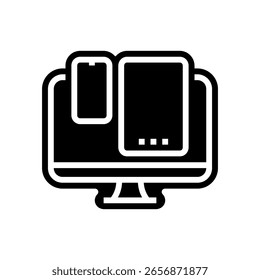 Icono de glifo de compatibilidad de múltiples dispositivos. Vector de compatibilidad de múltiples dispositivos. ilustración de símbolo aislado