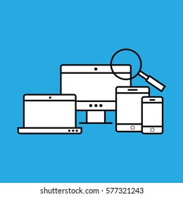 Multi Device Icons: smartphone, tablet, laptop and desktop computer. Responsive web design vector