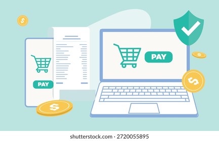 Multi Device Online Shopping And Online Payment Illustration