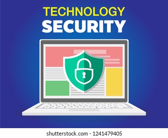 Multi devices protection icon, pc computer tablet phone security, internet of things cyber circuit technology on  notebook
