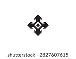 Multi Directional Arrow Compass Logo 4 Way Pointer Rhombus Tech Navigation Logistics Vector Sign