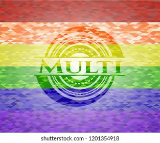 Multi emblem on mosaic background with the colors of the LGBT flag