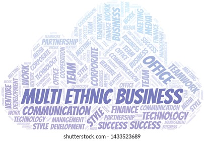 Multi Ethnic Business word cloud. Collage made with text only.