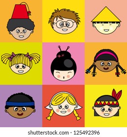 Multi ethnic children faces
