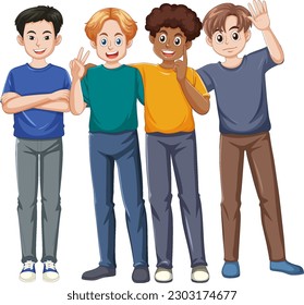 Multi Ethnic Teenage Friendship Group illustration