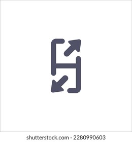Icono de multiexportación. Icono de las flechas hacia afuera. Flechas de distribución. Ilustración vectorial de material aislada en fondo blanco.