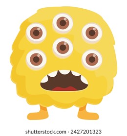 Multi eyes monster icon cartoon vector. Scary character. Creature face baby