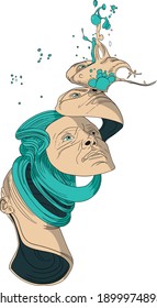 Multi face colored drawing design