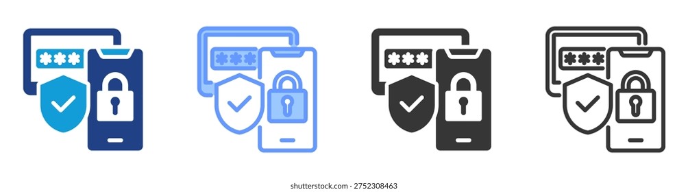 Multi Factor Auth icon set multiple style collection