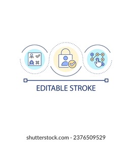 Multi factor authentication loop concept icon. Banking onboarding. Web wallet. Access security abstract idea thin line illustration. Isolated outline drawing. Editable stroke. Arial font used