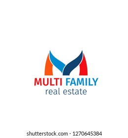 Multi Family Real Estate Vector Icon Isolated On White Background. Creative Design For Real Estate Agency Or Business. Badge For Property Business Or Apartment Rent Company