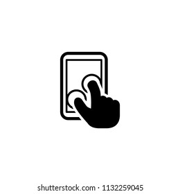 Multi Finger Touch Icon For Capacitive Sensor Display Screens. Mobile Phone with Finger Touch Gesture. Vector Illustration.