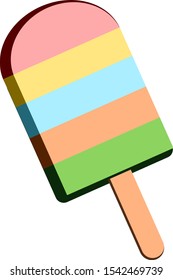 Multi flavored popsicle on stick