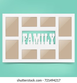Multi frame set with empty space. Family photo frame. Photo frame collage. Multi frame for several photos. isolated on background. Vector illustration. Eps 10.