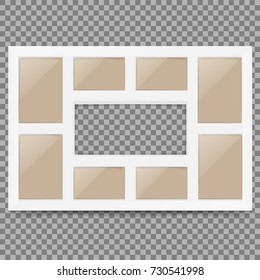 Multi frame set with empty space. Photo frame. Photo frame collage. Multi frame for several photos.isolated on background. Vector illustration. Eps 10.