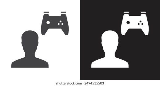 Multi Game player icon Flat set in black and white color outline vector