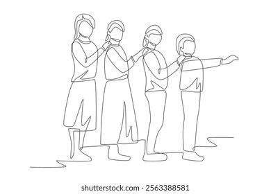 Multi generational families gathering concept one-line drawing