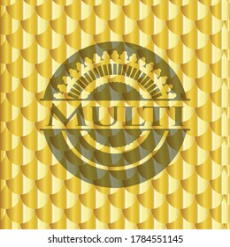 Emblema multicoro brillante. Patrón de escalas. Ilustración vectorial. Detallado. 