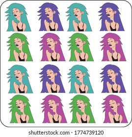 colores de cabello múltiple señora vector art 
