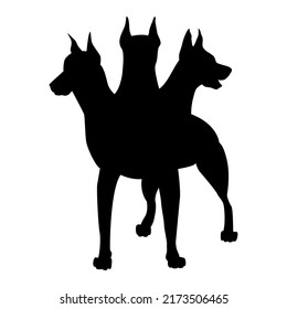 Multi headed dog cerberus illustration. Silhouette illustration. Kerberos authentication logo. Mythological creature. svg