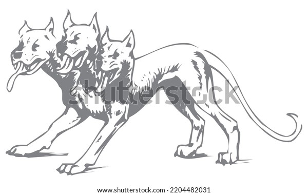 Multi Headed Dog Cerberus Vector Illustration Stock Vector (Royalty ...