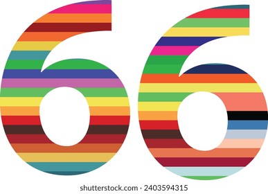 multi horizontal bar colors number sixty six, vector illustration, isolated on white background.