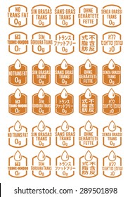 Multi Language No Trans Fat Icons Set