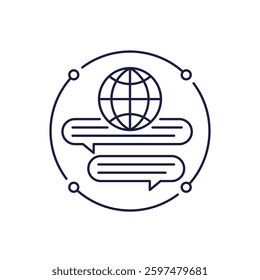 multi language translator icon in line design